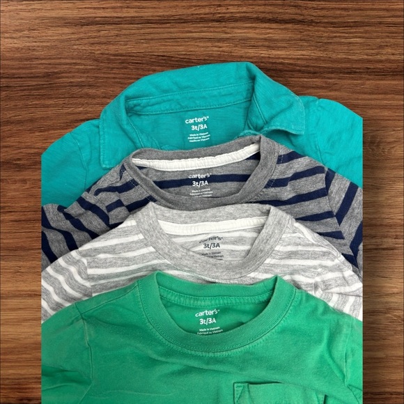 Nine x Carter's 3T Tees - Teal, Gray, Navy, grn, striped, astronaut. Exclt Cdtn - Picture 2 of 7